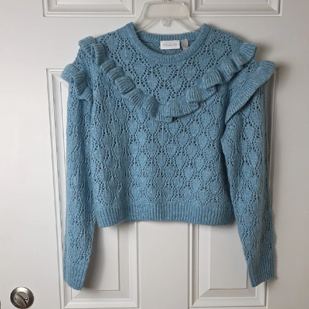 The Children's Place Light Blue Lace Sweater. Size 14